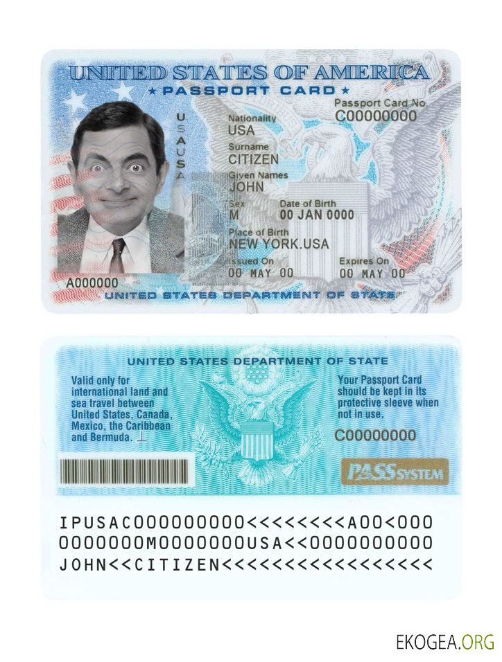 Carte d'identité du passeport américain